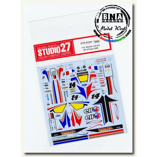 1/12 Decals for France 2009 LCR RC212V #14 for Tamiya Honda RC211V