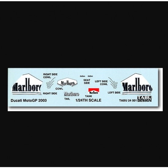 1/24 Ducati Moto GP 2003 Sponsor 'Marlboro' Decal