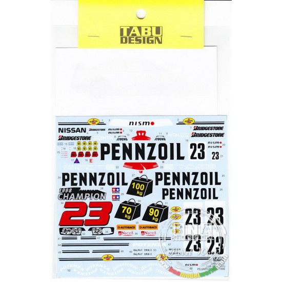 1/24 Nissan Skyline GTR (R33) Pennzoil JGTC 1998 Decals for Tamiya kit