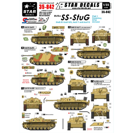 1/35 Decals for Waffen SS StuG #1 - StuG III Ausf.C/D / Ausf F / Ausf G