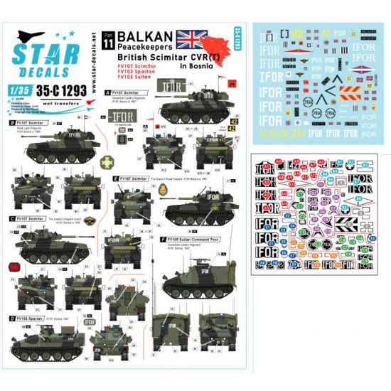 Decals for 1/35 Balkan Peacekeepers #11 British Scimitar CVR(T) Bosnia. Spartan/Sultan