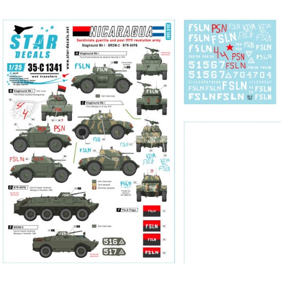 Decal for 1/35 Nicaragua #2. Sandinista Guerilla & post 1979 Revolution Army