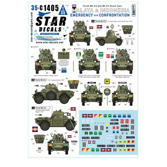 1/35 Ferret Mk 2/2 & Mk 2/3 Scout Car Decals - Malaya-Indonesia Emergency & Confrontation (1950s-60s)