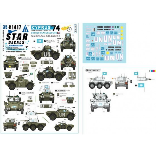 1/35 British Peacekeepers Decal for Ferret Mk 1/2 .etc, Turkish invasion (Cyprus 1974 #2)