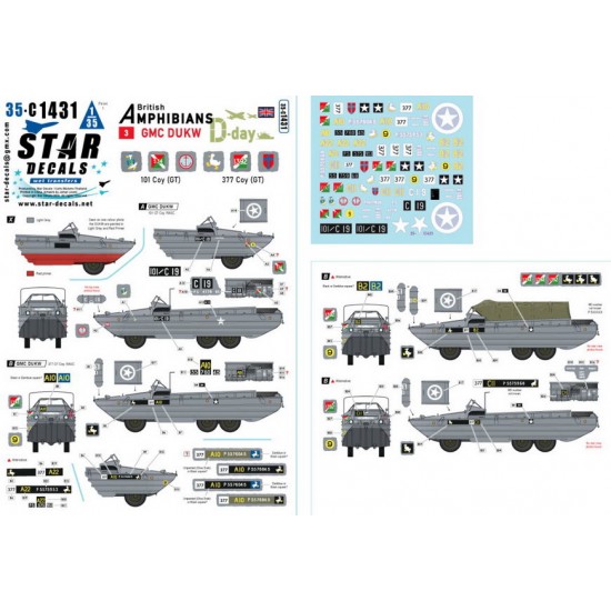 1/35 D-Day DUKW. British Amphibians Decal #3. 101 Coy (GT) and 377 Coy (GT)