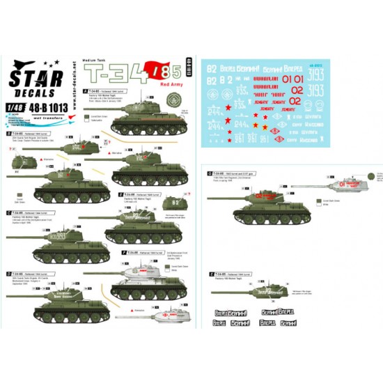 Decals for 1/48 Soviet Red Army T-34-85 Tanks 1944-45