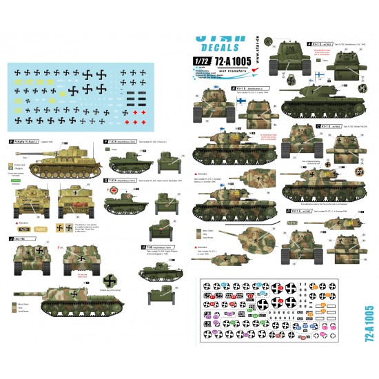 Decals for 1/72 WWII Finnish Tanks (1) - KV-1/1E, ISU-152, PzKpfw IV J, T-37A, T-38