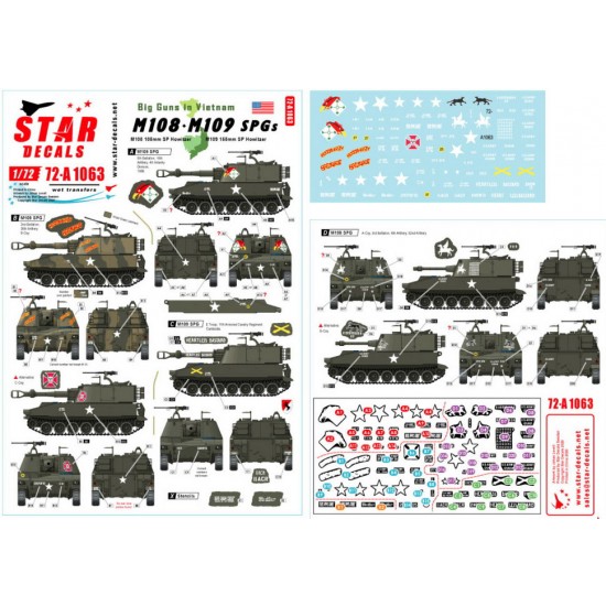 Decals for 1/72 Big Guns in Vietnam - US M108 & M109 155mm SP Howitzers