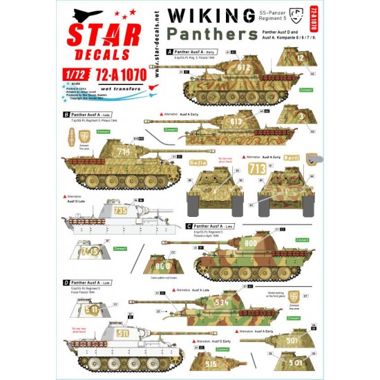 1/72 Wiking #1 SS-Pz.Reg. 5 Panthers Ausf D and Ausf A in kp 5 / 6 / 7 / 8