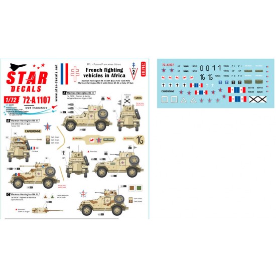 Decal for 1/72 French Fighting Vehicles Africa - Marmon Herrington Mk III