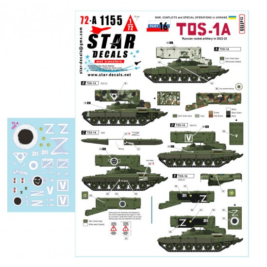 1/72 TOS-1A Rocket Artillery Decals - Russian Forces, War in Ukraine #16 (2022-23)