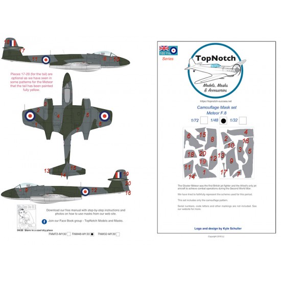 1/72 Gloster Meteor Camo Masks