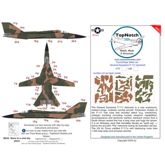 1/48 General Dynamics F-111 ArdVark SEAC Camouflage Mask