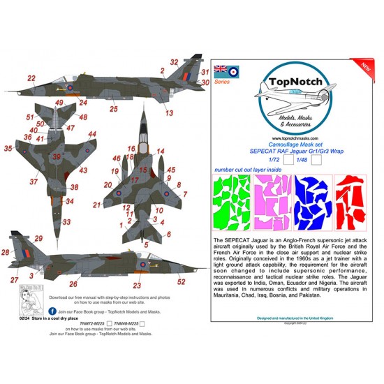 1/72 SEPECAT RAF Jaguar Gr1/Gr3 Wrap Camouflage Mask