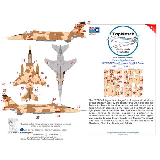 1/72 SEPECAT French Jaguar Gr1/Gr3 Tchad Camouflage Mask