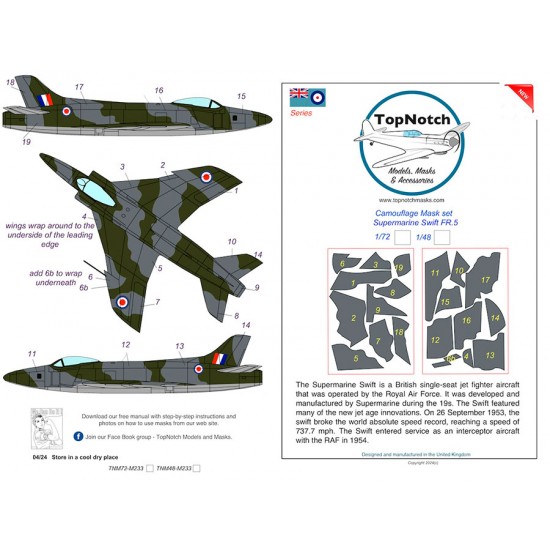 1/48 Supermarine Swift FR.5 Camouflage Mask