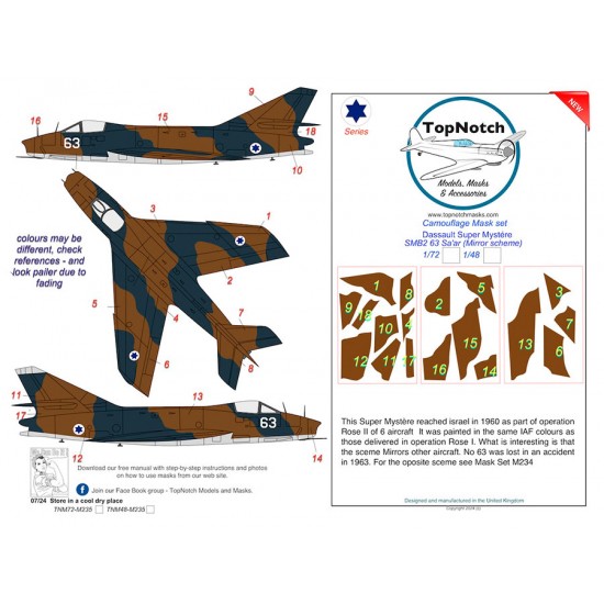 1/48 Dassault Super Mystere SMB2 63 (Mirror) Camouflage Mask