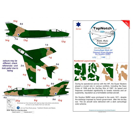 1/48 Dassault Super Mystere Six Surplus SMB2 Camouflage Mask