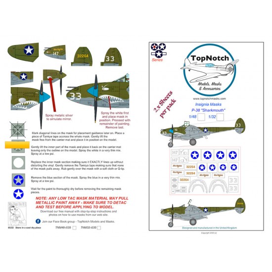 1/32 P38 "Sharks Mouth" Insignia Masks