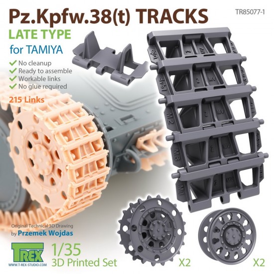 1/35 Pz.Kpfw.38(t) Tracks Late Type w/Sprocket & Idler for Tamiya kits