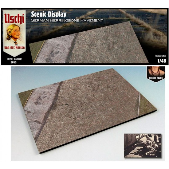 1/48 German Herringbone Pavement 1930s-1960s Display Base (3x A4, rectangular)