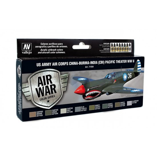 Model Air Acrylic Paint Set - WWII US Army Air Corps CBI Pacific Theatre (8 x 17ml)