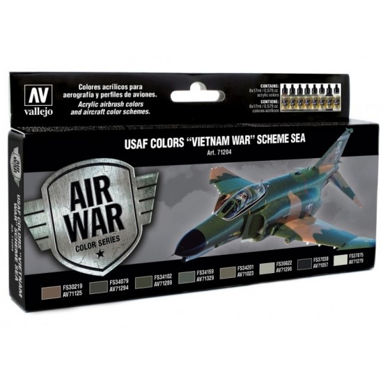 Acrylic Airbrush Paint Set - USAF Colours "Vietnam War" Scheme SEA (8 x 17ml)