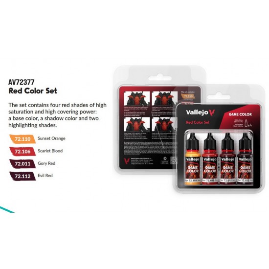 Acrylic Paint Set - Game Colour #Red (4x 18ml)