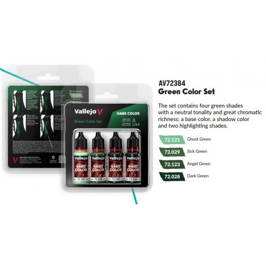 Acrylic Paint Set - Game Colour #Green (4x 18ml)