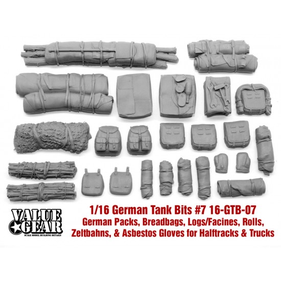 1/16 German Tank Bits #7 - Packs, Bread Bags, Logs/Facines, Rolls, Zelbahns