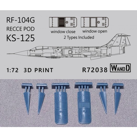 1/72 Lockheed RF-104G Starfighter Recce Pod KS-125 (2 types) for Hasegawa kits