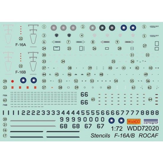 1/72 ROCAF F-16A/B Stencils & Markings Decal 