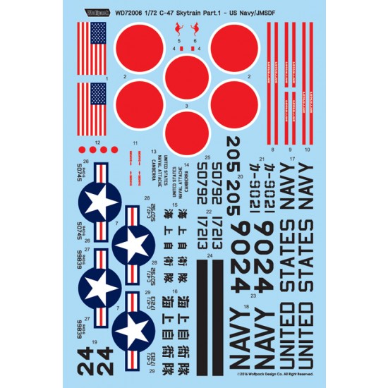 1/72 Douglas C-47 Skytrain Decals Part.1: US Navy and JMSDF R4D-6 Fleets