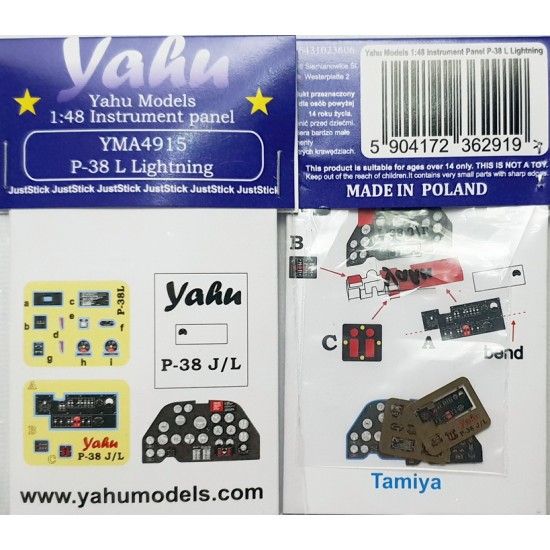 1/48 Lockheed P-38 L Lightning Instrument Panel for Tamiya kits