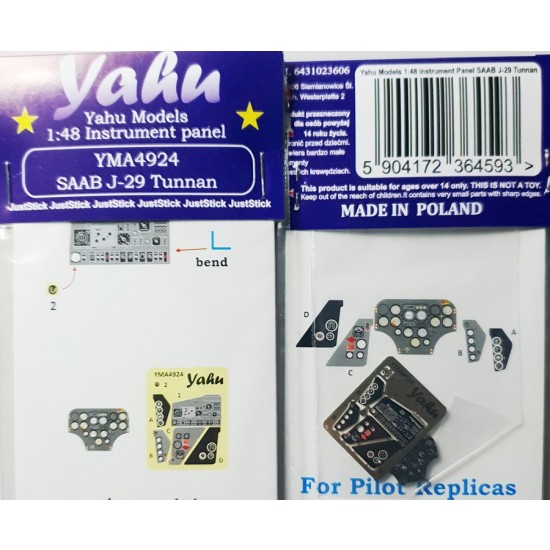 1/48 SAAB J-29 Tunnan Instrument Panel for Pilot Replikas