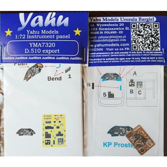 1/72 Dewoitine 519 Export Instrument Panel for KP Models