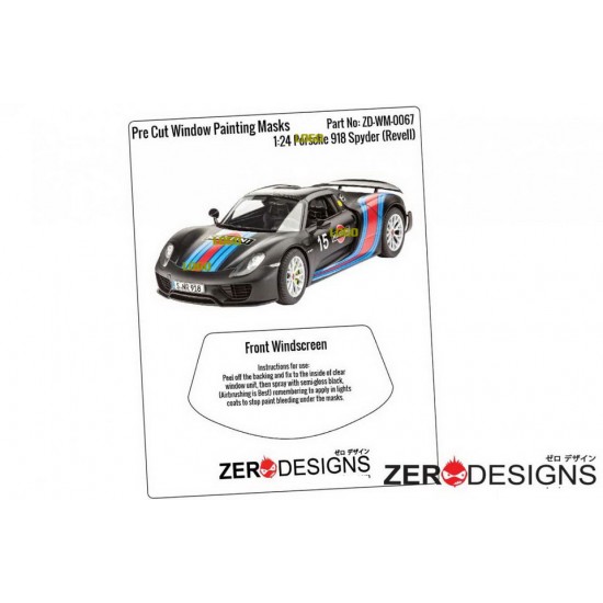 1/24 Porsche 918 Spyder Pre Cut Window Painting Masks for Revell kits