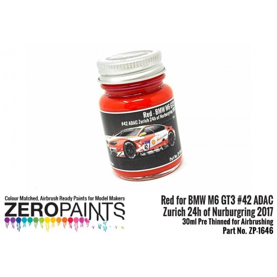 BMW M6 GT3 42 Zurich 24h of Nurburgring 2017 Red Paint (30ml)