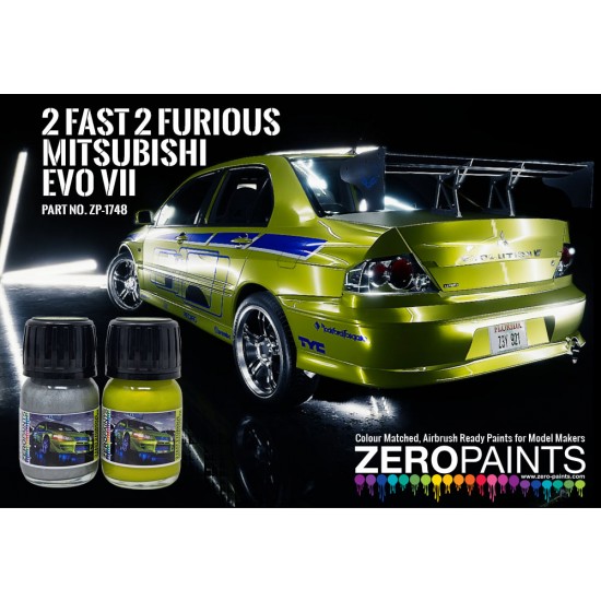 Fast Furious Mitsubishi Evo VII Green/Yellow & Silver Paint Set (2x 30ml)