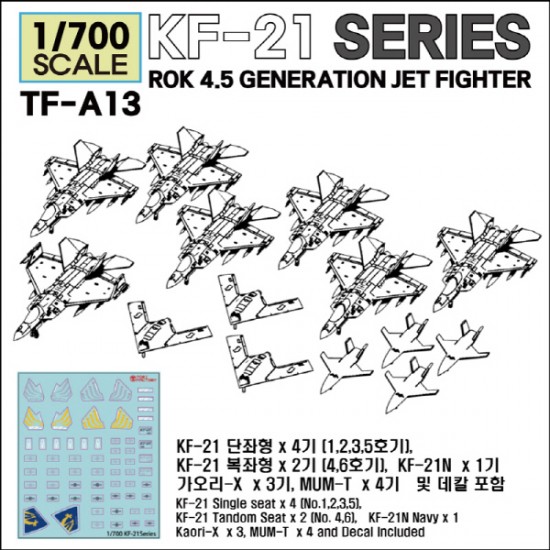 1/700 ROK KF-21 Series 4.5 Gen Jet Fighters (14 aircrafts)