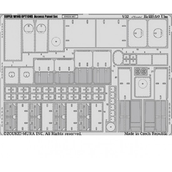 1/32 Heinkel He 219 A-0 UHU Access Panel Set (1 Photo-Etched Sheet)