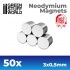 50x Neodymium Magnets 3x0.5mm (N52)