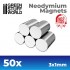 50x Neodymium Magnets 3x1mm (N52)