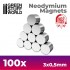 100x Neodymium Magnets 3x0.5mm (N52)