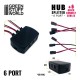 6-port HUB Splitter and 6 Quick Connect Cables (Black)