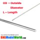 Round Aluminum Rod - OD: 1.57mm, L: 305mm (3pcs)