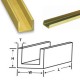 Brass C Channel - W: 6.34mm, H: 3.18mm, T: 0.44mm, L: 300mm