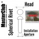 Spherical Rivet #Head Dia.: 0.4mm, Installation Aperture Dia.: 0.3mm (200pcs)