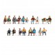 HO Scale Figures xL Set - Sitting People (18 assembled painted figures)